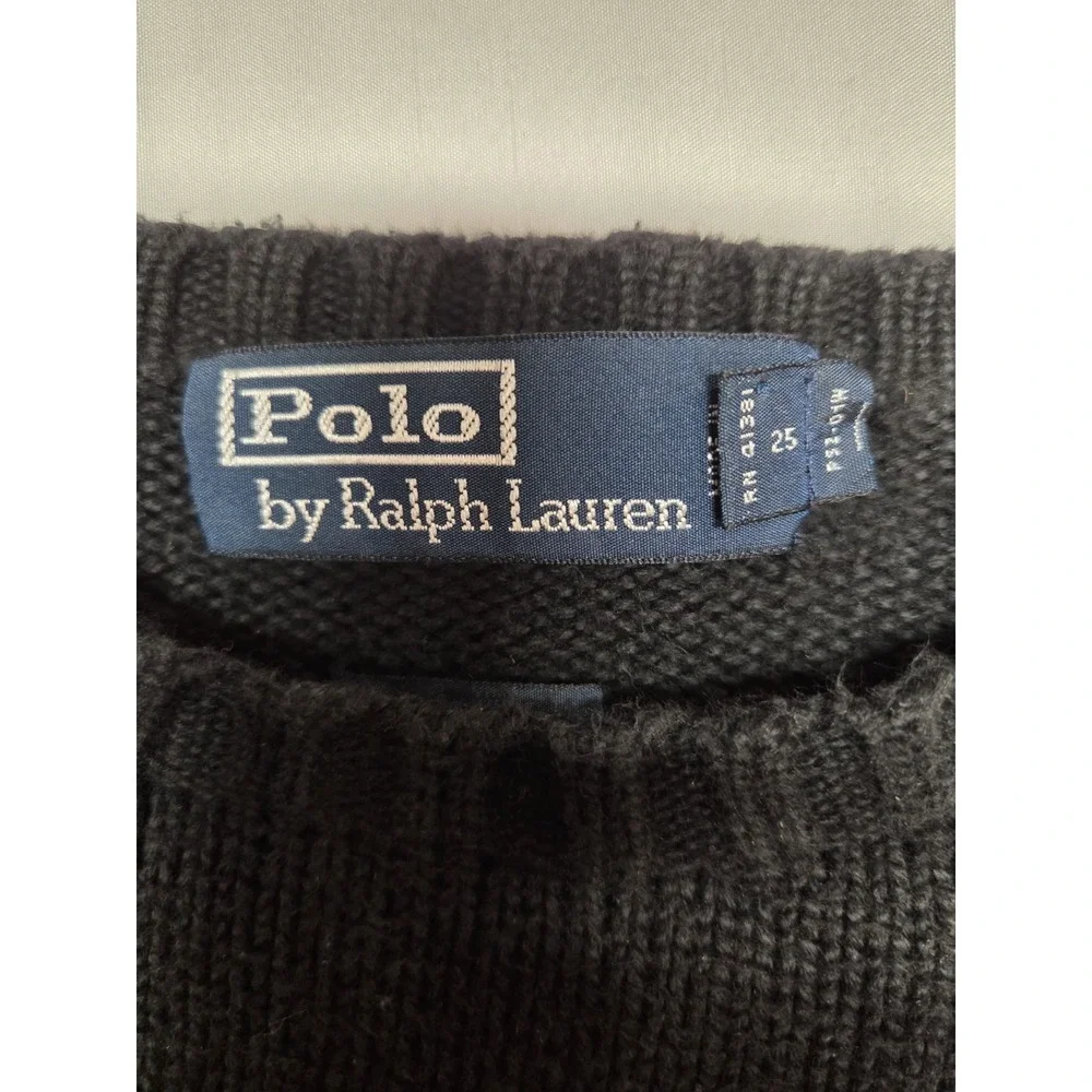 VTG Polo Ralph Lauren 100% Cotton Black Pullover Sweater Men's L